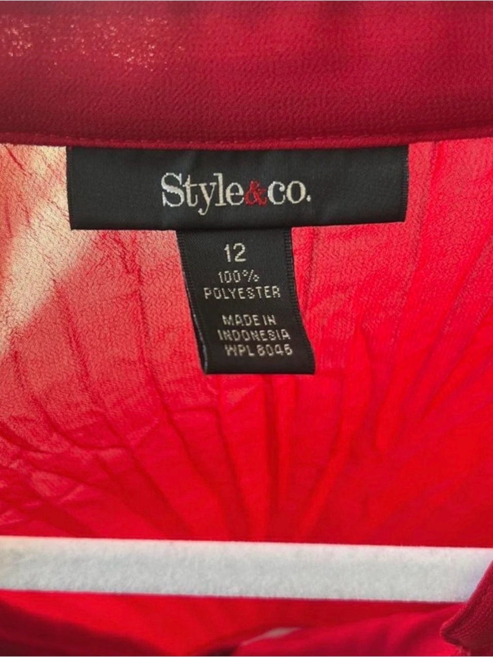 Style & Co. Red Ruffle V-Neck Long Sleeve Blouse - Picture 6 of 9